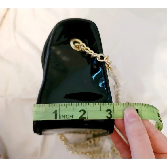 BCBGeneration Milly Black Patent Leather Gold Chain Cross Body Mini Small Purse - Picture 8 of 10
